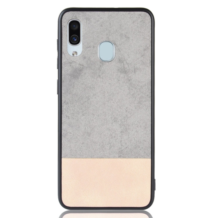 Shockproof Color Matching Denim PC + PU + TPU Case for Galaxy A20