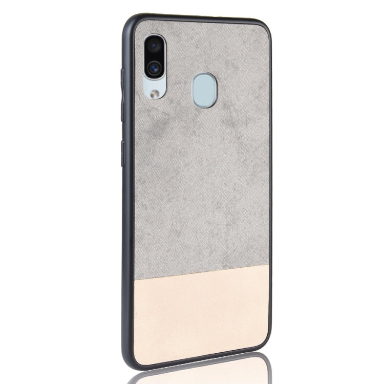 Shockproof Color Matching Denim PC + PU + TPU Case for Galaxy A20