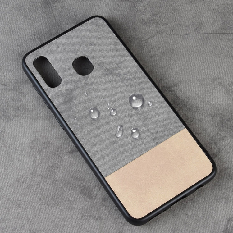 Shockproof Color Matching Denim PC + PU + TPU Case for Galaxy A20