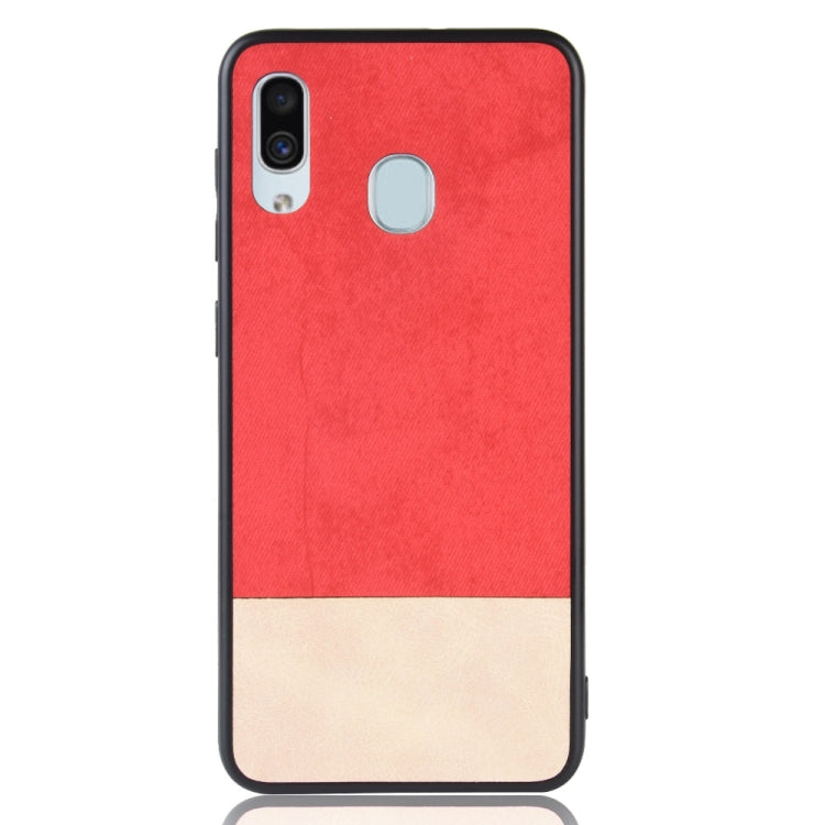 Shockproof Color Matching Denim PC + PU + TPU Case for Galaxy A20