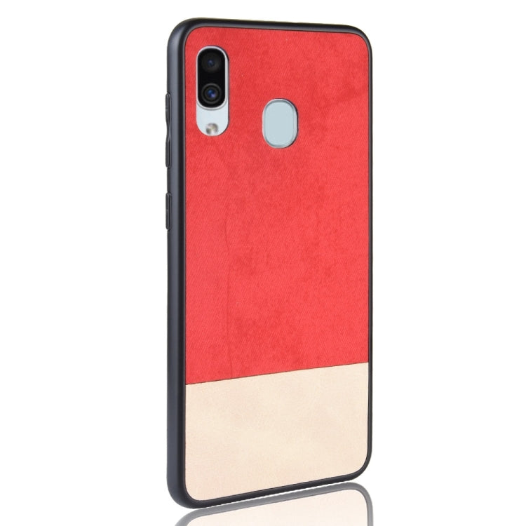 Shockproof Color Matching Denim PC + PU + TPU Case for Galaxy A20