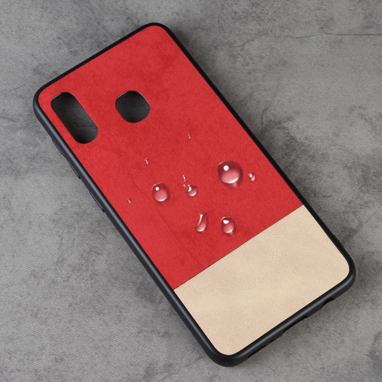 Shockproof Color Matching Denim PC + PU + TPU Case for Galaxy A20