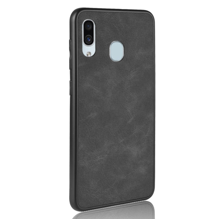 Shockproof Sheep Skin PC + PU + TPU Case for Galaxy A20 (Black)
