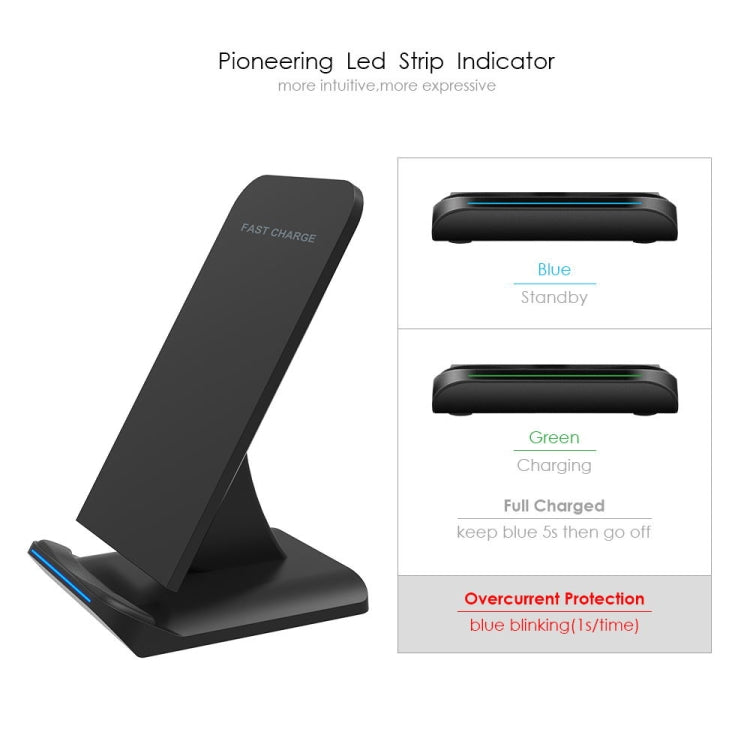 G100 10W Output Vertical Fast Charging Wireless Charger with LED Indicator, For iPhone, Galaxy, Huawei, Xiaomi, LG, HTC and other QI Standard Smart Phones