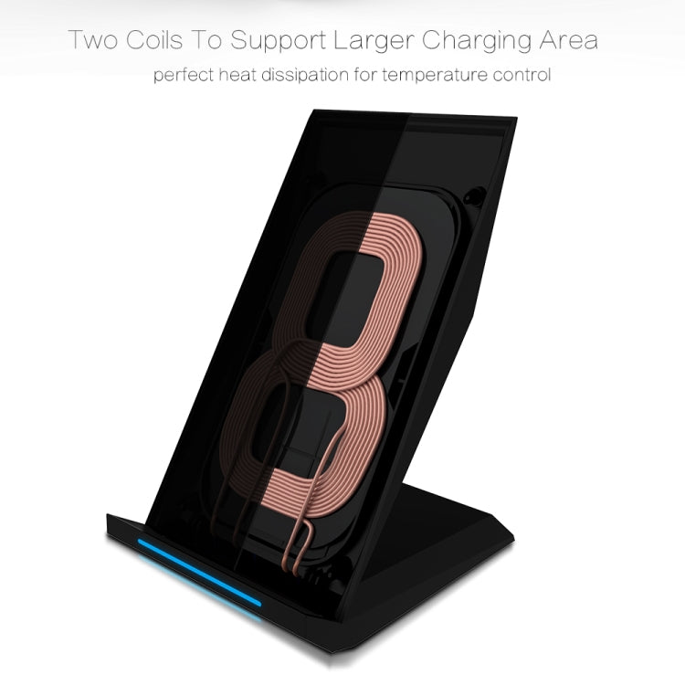 M220 10W (Max) Output 2-Coil Vertical and Horizontal Holder Fast Charging QI Wireless Charger Stand, For iPhone, Galaxy, Huawei, Xiaomi, LG, HTC and other QI Standard Smart Phones