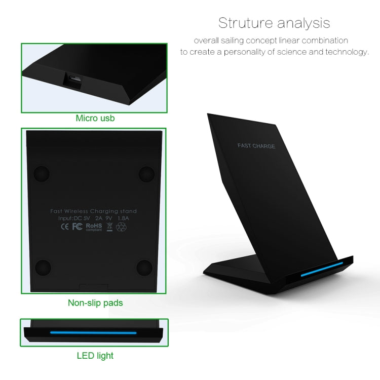 M220 10W (Max) Output 2-Coil Vertical and Horizontal Holder Fast Charging QI Wireless Charger Stand, For iPhone, Galaxy, Huawei, Xiaomi, LG, HTC and other QI Standard Smart Phones