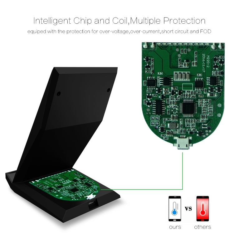 M220 10W (Max) Output 2-Coil Vertical and Horizontal Holder Fast Charging QI Wireless Charger Stand, For iPhone, Galaxy, Huawei, Xiaomi, LG, HTC and other QI Standard Smart Phones