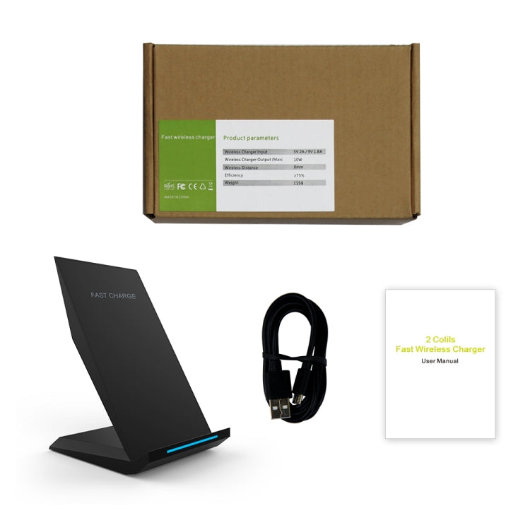 M220 10W (Max) Output 2-Coil Vertical and Horizontal Holder Fast Charging QI Wireless Charger Stand, For iPhone, Galaxy, Huawei, Xiaomi, LG, HTC and other QI Standard Smart Phones