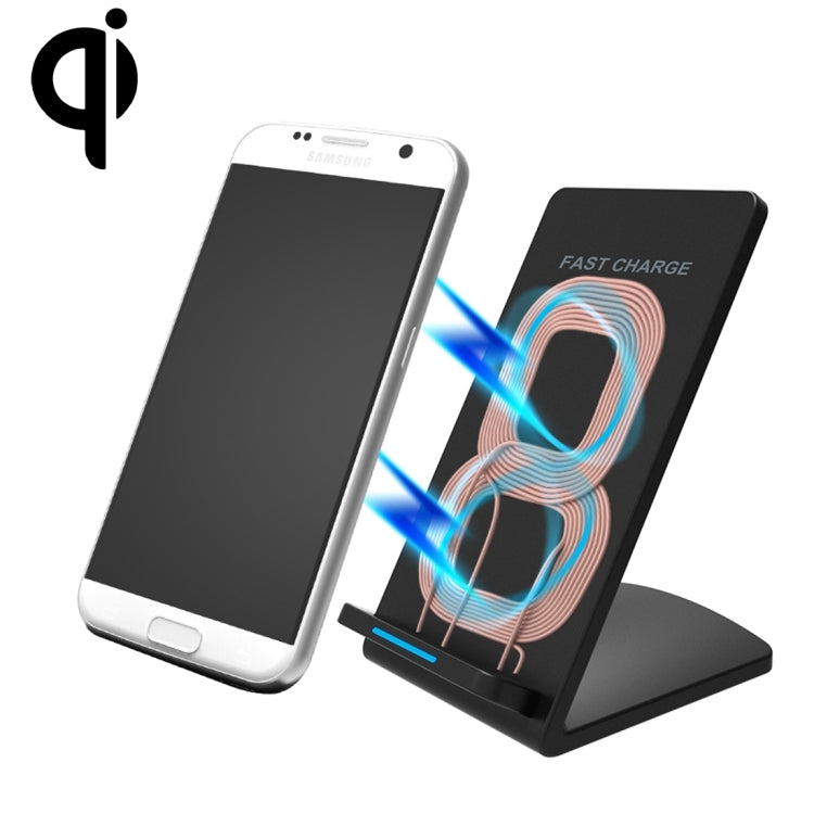 M520 10W (Max) Output 2-Coil Vertical Holder Fast Charging QI Wireless Charger Stand with Indicator, For Galaxy S8/S7/S8+, Note 5, S7 Edge, S6 Edge+ and other QI Standard Smart Phones