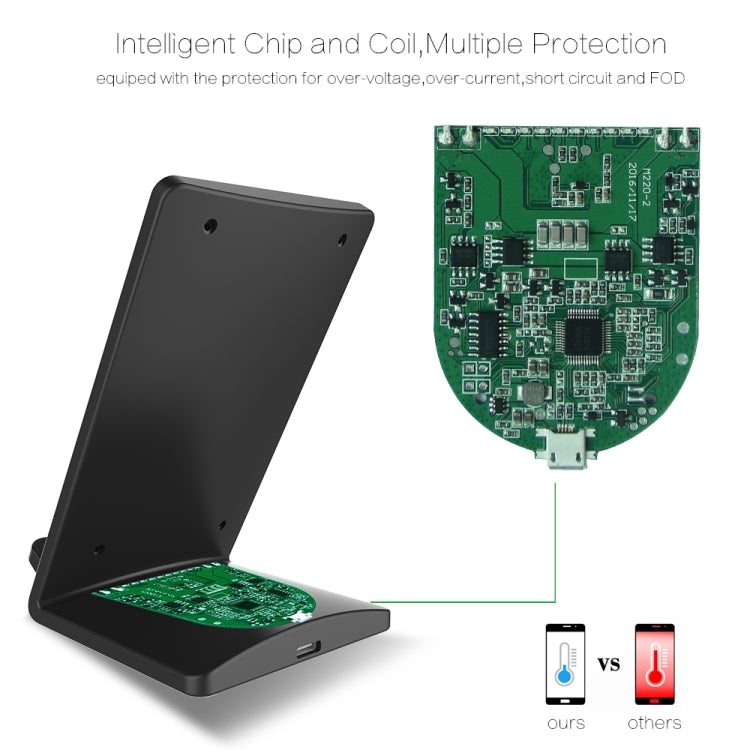 M520 10W (Max) Output 2-Coil Vertical Holder Fast Charging QI Wireless Charger Stand with Indicator, For Galaxy S8/S7/S8+, Note 5, S7 Edge, S6 Edge+ and other QI Standard Smart Phones