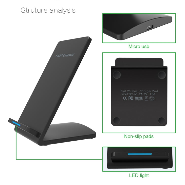 M520 10W (Max) Output 2-Coil Vertical Holder Fast Charging QI Wireless Charger Stand with Indicator, For Galaxy S8/S7/S8+, Note 5, S7 Edge, S6 Edge+ and other QI Standard Smart Phones