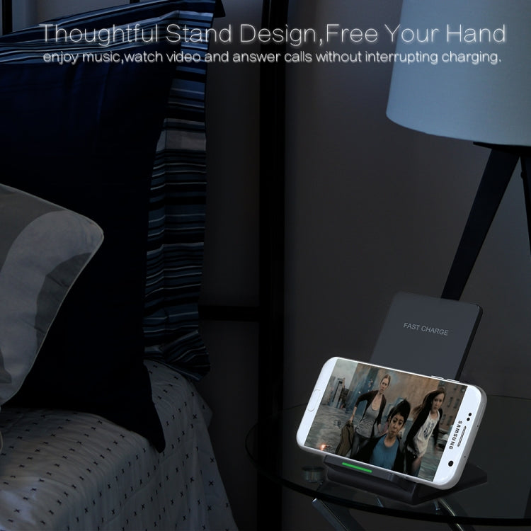 M520 10W (Max) Output 2-Coil Vertical Holder Fast Charging QI Wireless Charger Stand with Indicator, For Galaxy S8/S7/S8+, Note 5, S7 Edge, S6 Edge+ and other QI Standard Smart Phones