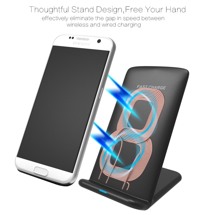 M620 10W (Max) Output 2-Coil Vertical Holder Fast Charging QI Wireless Charger Stand with Indicator