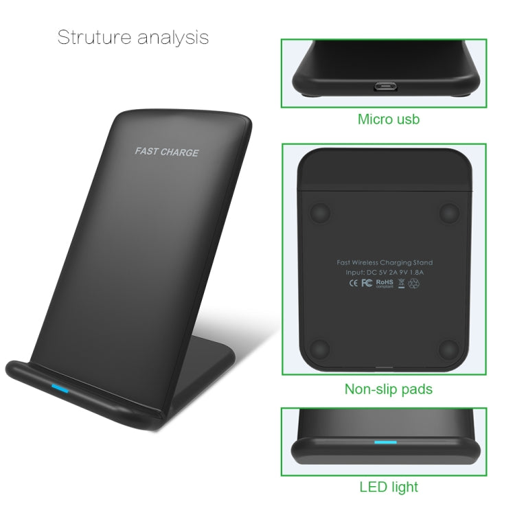 M620 10W (Max) Output 2-Coil Vertical Holder Fast Charging QI Wireless Charger Stand with Indicator