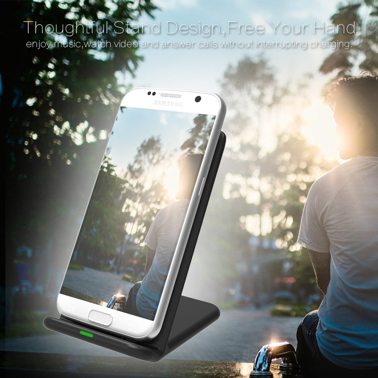 M620 10W (Max) Output 2-Coil Vertical Holder Fast Charging QI Wireless Charger Stand with Indicator
