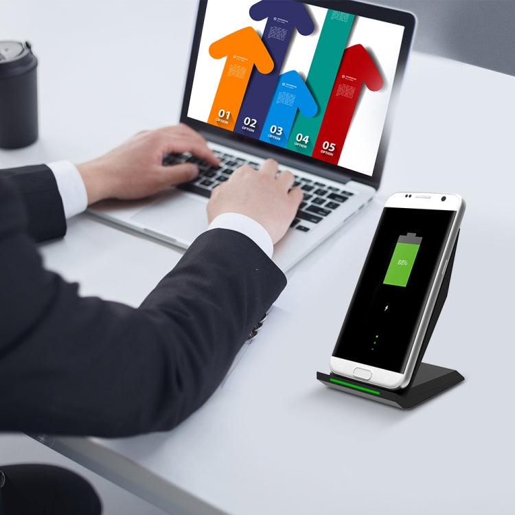 M620 10W (Max) Output 2-Coil Vertical Holder Fast Charging QI Wireless Charger Stand with Indicator