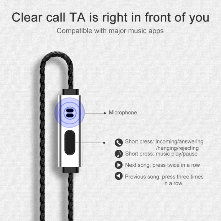 G82 1.2m Wired In Ear USB-C / Type-C Interface Metal HiFi Earphones with Mic