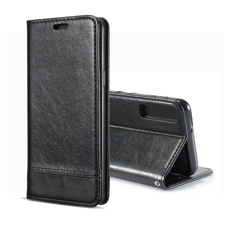 Double-sided Absorption Splicing Horizontal Flip Leather Case for Galaxy A7 (2018) / A750, with Holder & Card Slots & Lanyard
