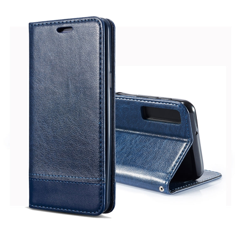 Double-sided Absorption Splicing Horizontal Flip Leather Case for Galaxy A7 (2018) / A750, with Holder & Card Slots & Lanyard