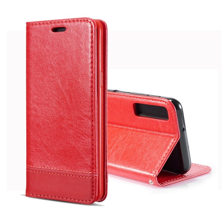 Double-sided Absorption Splicing Horizontal Flip Leather Case for Galaxy A7 (2018) / A750, with Holder & Card Slots & Lanyard
