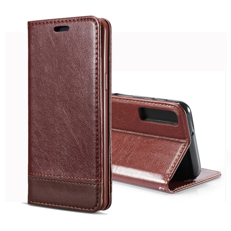 Double-sided Absorption Splicing Horizontal Flip Leather Case for Galaxy A7 (2018) / A750, with Holder & Card Slots & Lanyard