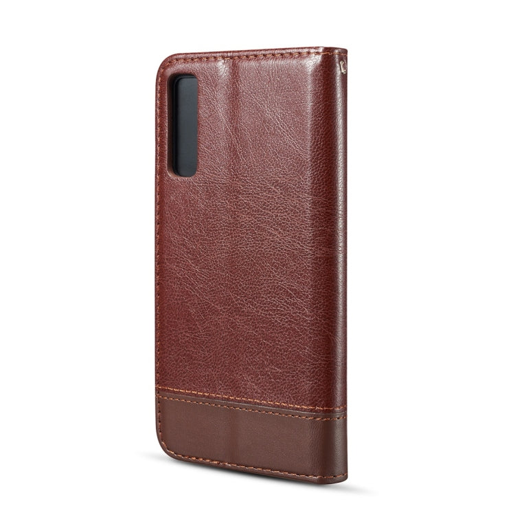 Double-sided Absorption Splicing Horizontal Flip Leather Case for Galaxy A7 (2018) / A750, with Holder & Card Slots & Lanyard