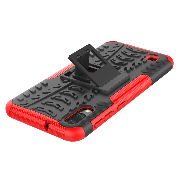Shockproof  PC + TPU Tire Pattern Case for Galaxy M10, with Holder
