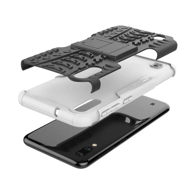 Shockproof  PC + TPU Tire Pattern Case for Galaxy M10, with Holder