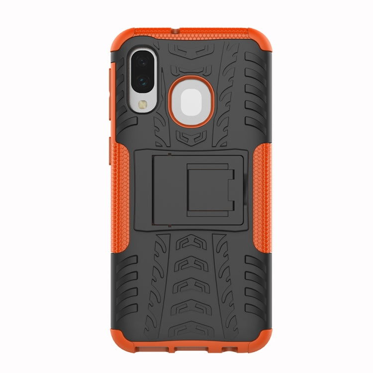 Shockproof  PC + TPU Tire Pattern Case for Galaxy A40, with Holder