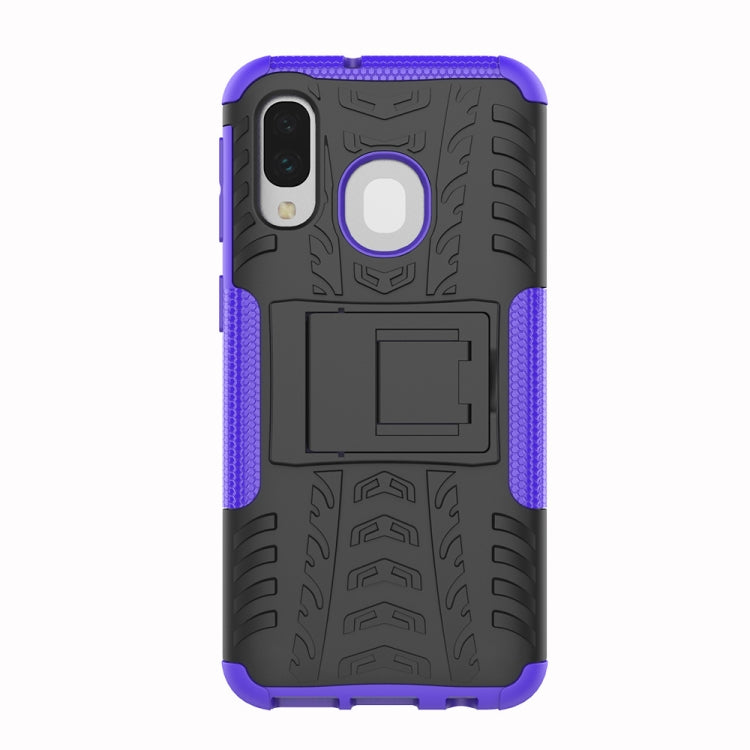 Shockproof  PC + TPU Tire Pattern Case for Galaxy A40, with Holder