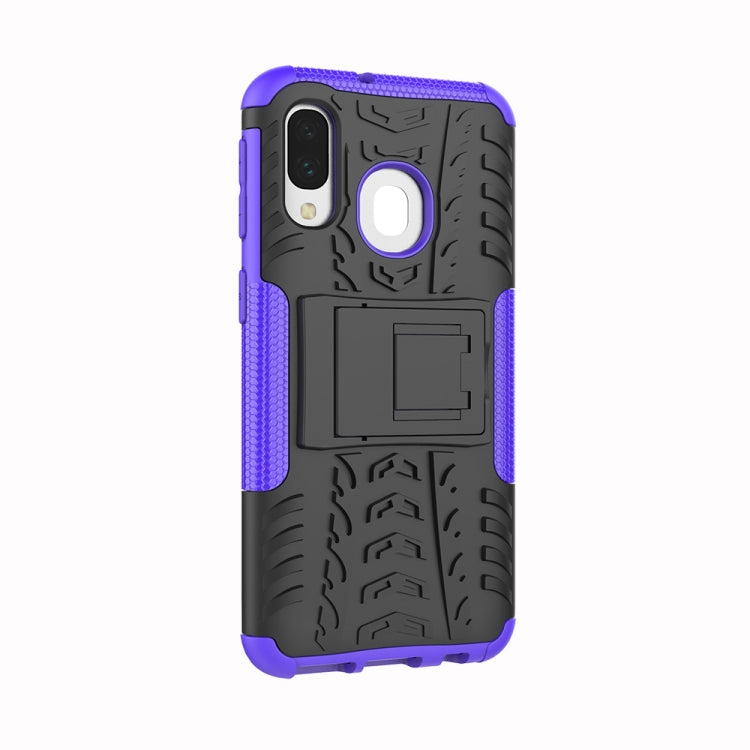 Shockproof  PC + TPU Tire Pattern Case for Galaxy A40, with Holder