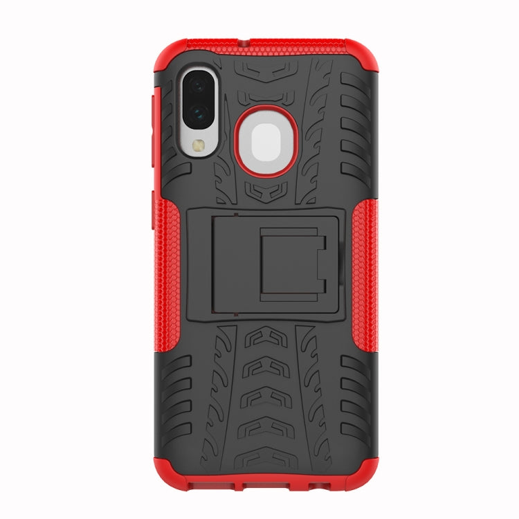 Shockproof  PC + TPU Tire Pattern Case for Galaxy A40, with Holder