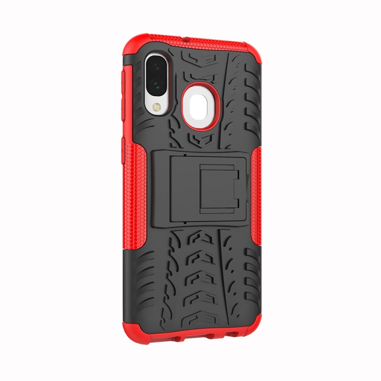 Shockproof  PC + TPU Tire Pattern Case for Galaxy A40, with Holder