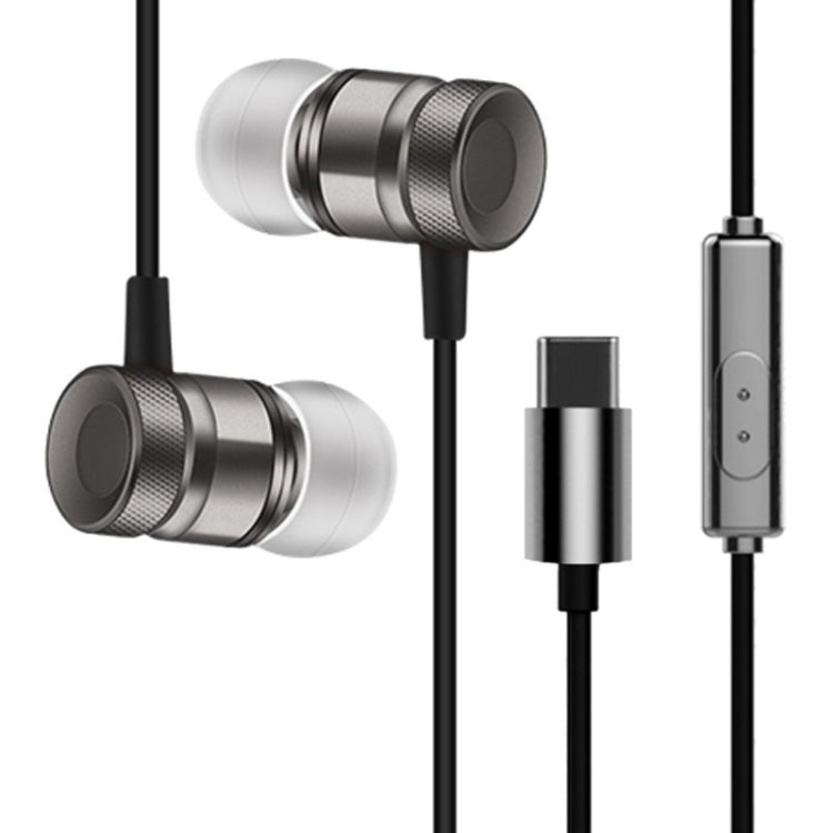 YX-022 1.2m Wired In Ear USB-C / Type-C Interface Metal Stereo Earphones with Mic