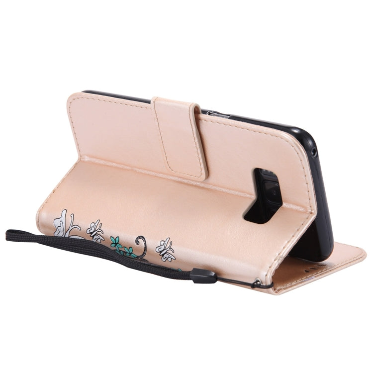 For Galaxy S8 Pressed Flowers Butterfly Pattern Horizontal Flip Leather Case with Holder & Card Slots & Wallet & Lanyard