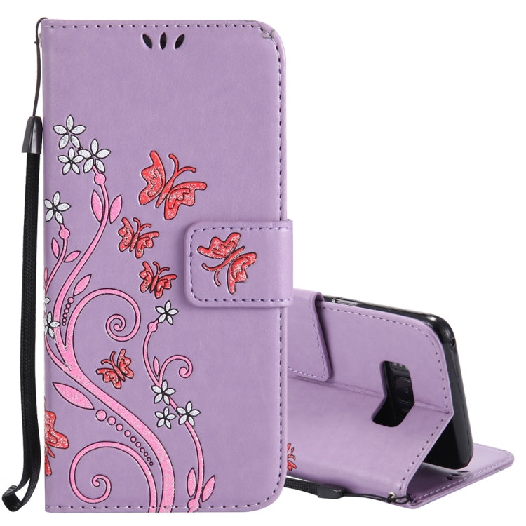 For Galaxy S8 Pressed Flowers Butterfly Pattern Horizontal Flip Leather Case with Holder & Card Slots & Wallet & Lanyard