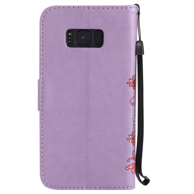For Galaxy S8 Pressed Flowers Butterfly Pattern Horizontal Flip Leather Case with Holder & Card Slots & Wallet & Lanyard