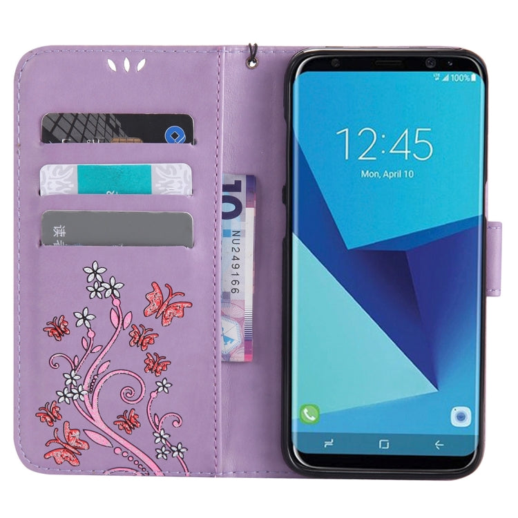 For Galaxy S8 Pressed Flowers Butterfly Pattern Horizontal Flip Leather Case with Holder & Card Slots & Wallet & Lanyard