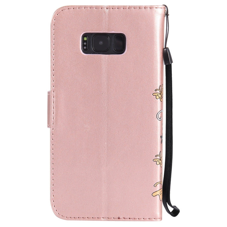 For Galaxy S8 Pressed Flowers Butterfly Pattern Horizontal Flip Leather Case with Holder & Card Slots & Wallet & Lanyard