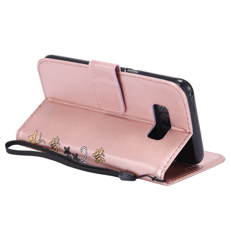 For Galaxy S8 Pressed Flowers Butterfly Pattern Horizontal Flip Leather Case with Holder & Card Slots & Wallet & Lanyard
