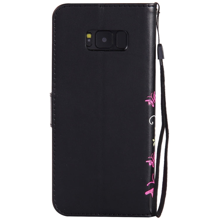 For Galaxy S8+ / G9550 Pressed Flowers Butterfly Pattern Horizontal Flip Leather Case with Holder & Card Slots & Wallet & Lanyard