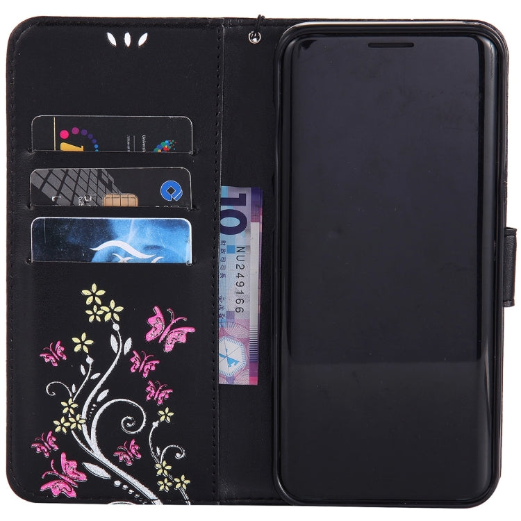 For Galaxy S8+ / G9550 Pressed Flowers Butterfly Pattern Horizontal Flip Leather Case with Holder & Card Slots & Wallet & Lanyard