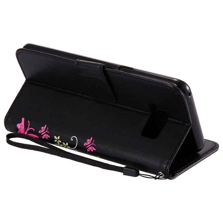 For Galaxy S8+ / G9550 Pressed Flowers Butterfly Pattern Horizontal Flip Leather Case with Holder & Card Slots & Wallet & Lanyard