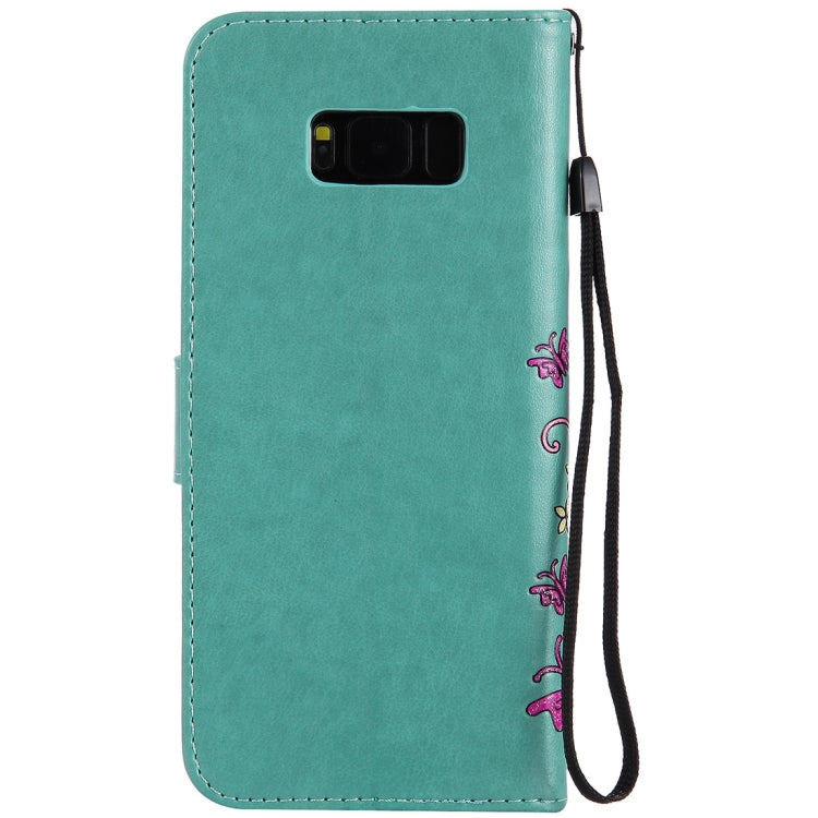 For Galaxy S8+ / G9550 Pressed Flowers Butterfly Pattern Horizontal Flip Leather Case with Holder & Card Slots & Wallet & Lanyard