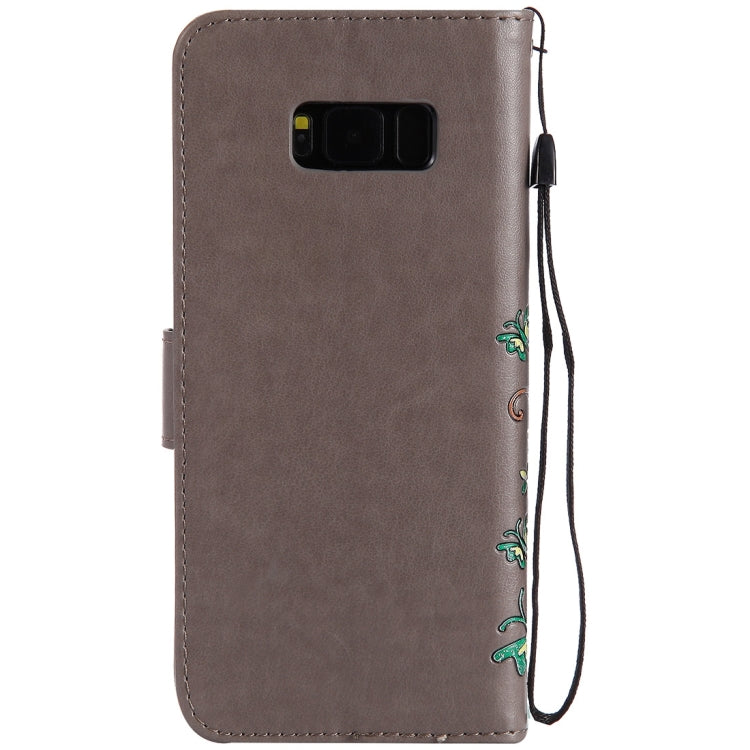For Galaxy S8+ / G9550 Pressed Flowers Butterfly Pattern Horizontal Flip Leather Case with Holder & Card Slots & Wallet & Lanyard