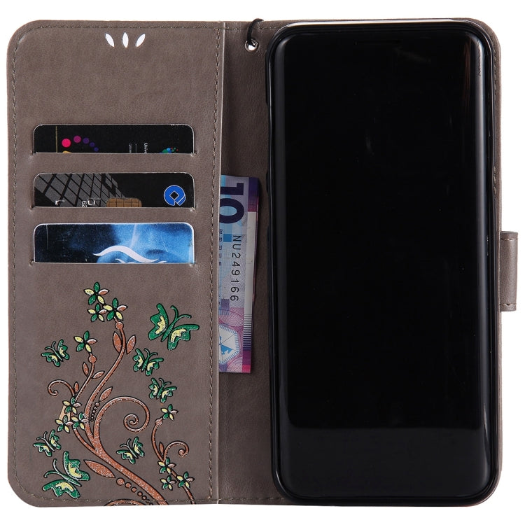 For Galaxy S8+ / G9550 Pressed Flowers Butterfly Pattern Horizontal Flip Leather Case with Holder & Card Slots & Wallet & Lanyard