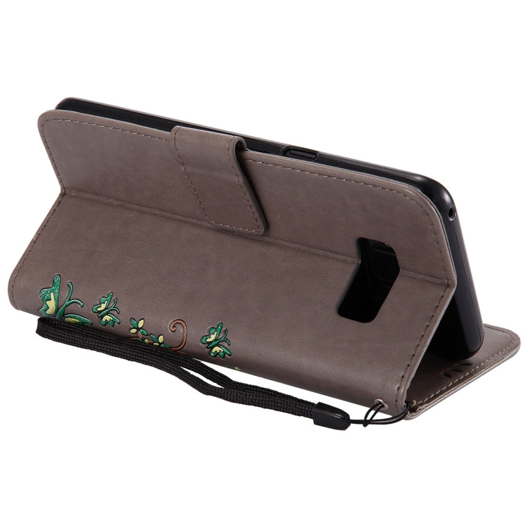 For Galaxy S8+ / G9550 Pressed Flowers Butterfly Pattern Horizontal Flip Leather Case with Holder & Card Slots & Wallet & Lanyard