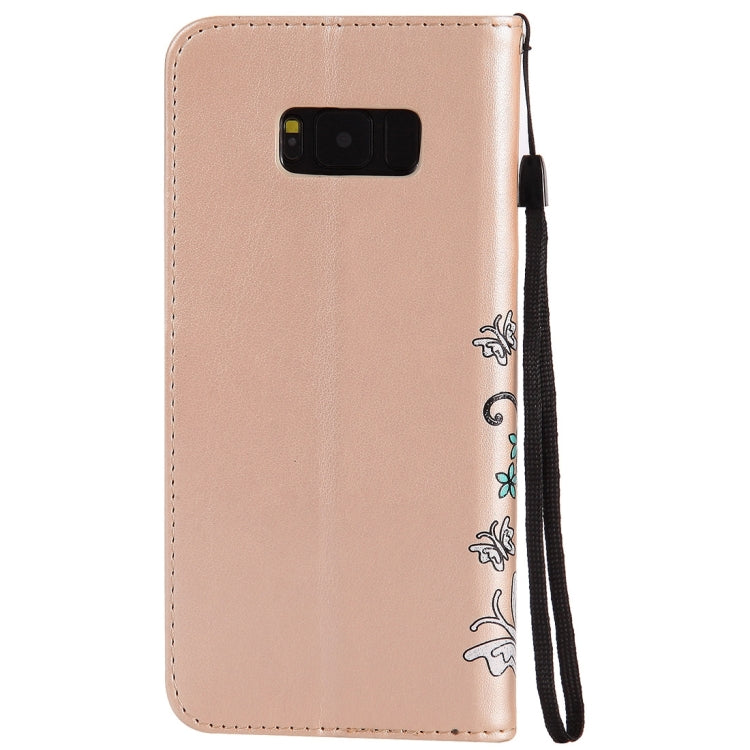 For Galaxy S8+ / G9550 Pressed Flowers Butterfly Pattern Horizontal Flip Leather Case with Holder & Card Slots & Wallet & Lanyard