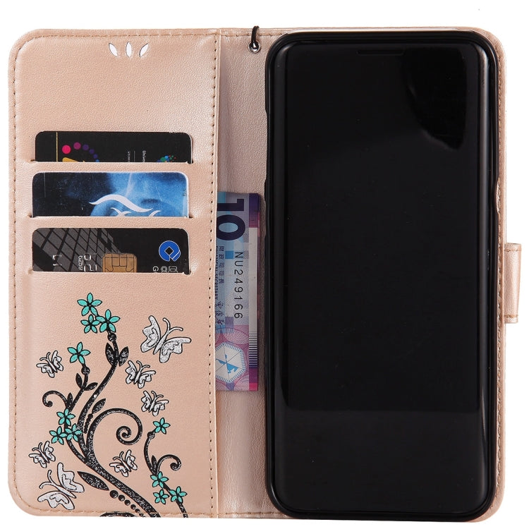 For Galaxy S8+ / G9550 Pressed Flowers Butterfly Pattern Horizontal Flip Leather Case with Holder & Card Slots & Wallet & Lanyard