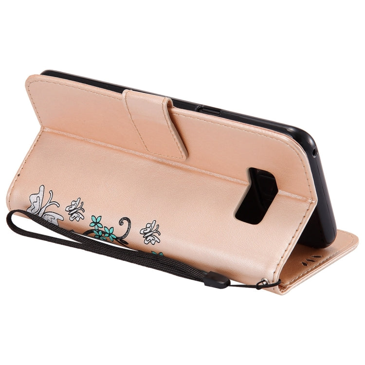 For Galaxy S8+ / G9550 Pressed Flowers Butterfly Pattern Horizontal Flip Leather Case with Holder & Card Slots & Wallet & Lanyard